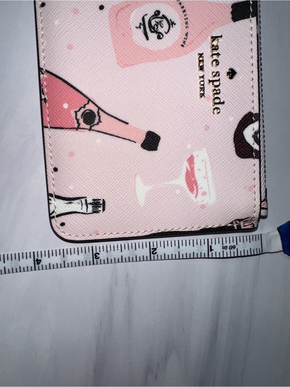 Kate Spade Bitsy Wallet Keychain Champagne Toss Pink Multi New! - Picture 2 of 9